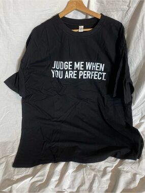 Black Short-Sleeve Graphic Tee with White Text